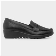 Cushion Walk Fiona Womens Black Wedge Loafer Shoe (Click For Details)