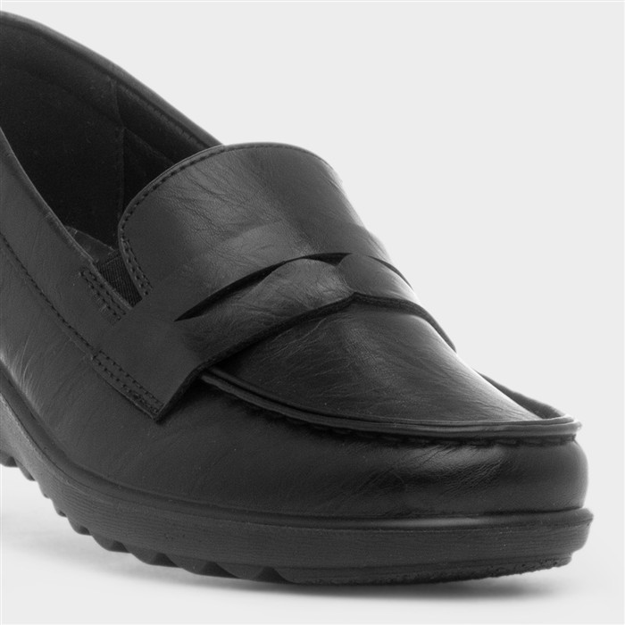 Fiona Womens Black Wedge Loafer Shoe