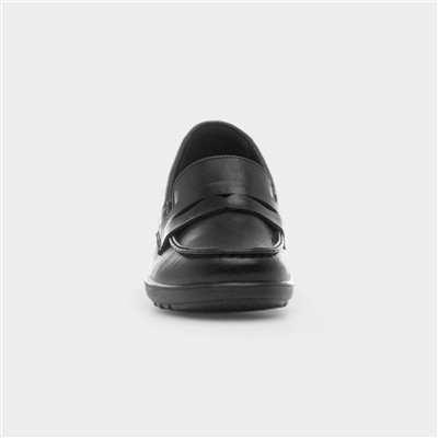 Fiona Womens Black Wedge Loafer Shoe