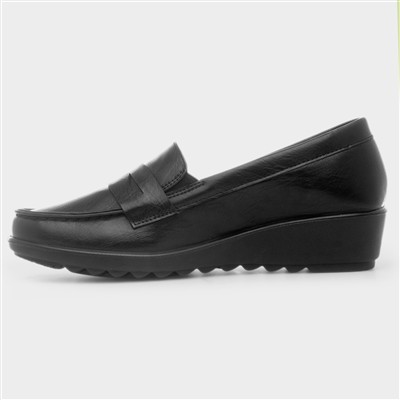 Fiona Womens Black Wedge Loafer Shoe