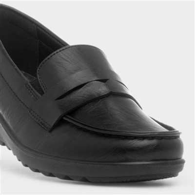 Fiona Womens Black Wedge Loafer Shoe