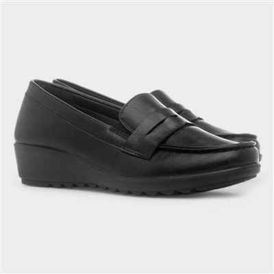 Fiona Womens Black Wedge Loafer Shoe