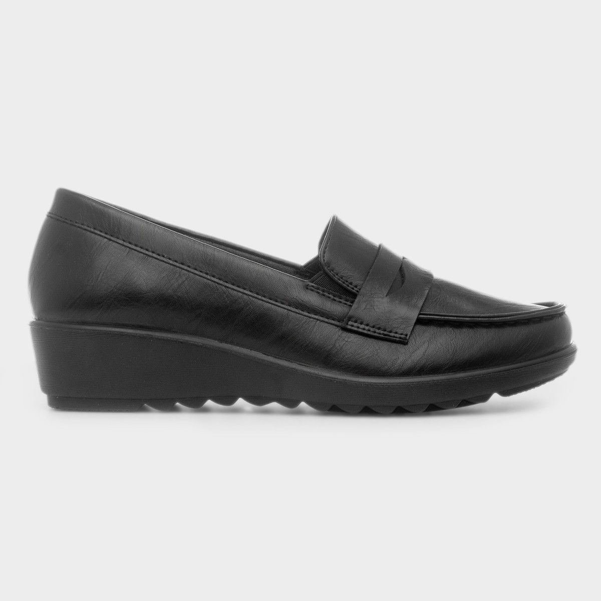 Fiona Womens Black Wedge Loafer Shoe