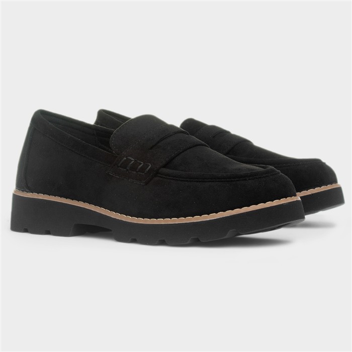 Angela Womens Black Chunky Loafer