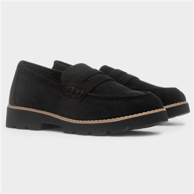 Angela Womens Black Chunky Loafer