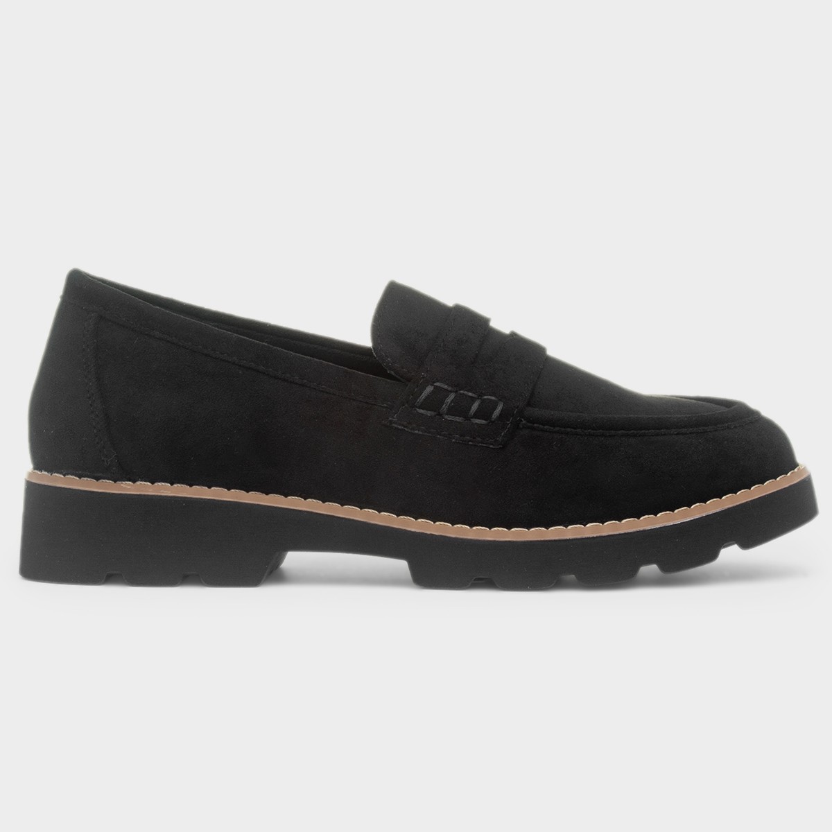 Angela Womens Black Chunky Loafer