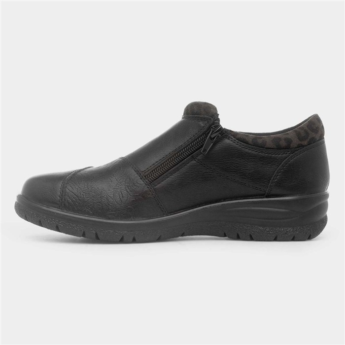 Windermere Womens Black Zip Up Shoe