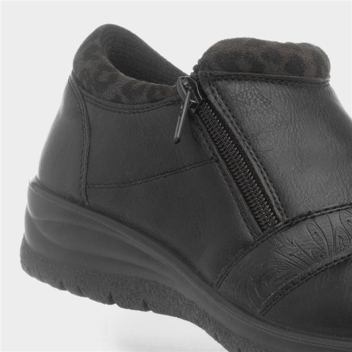 Windermere Womens Black Zip Up Shoe