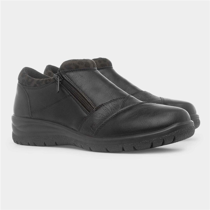 Windermere Womens Black Zip Up Shoe