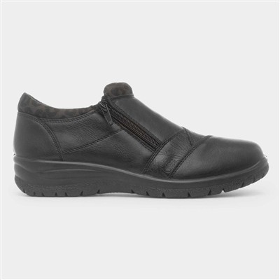 Windermere Womens Black Zip Up Shoe