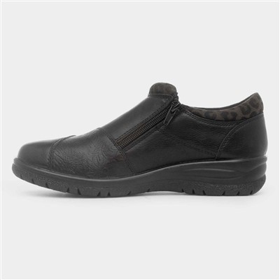 Windermere Womens Black Zip Up Shoe