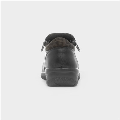 Windermere Womens Black Zip Up Shoe