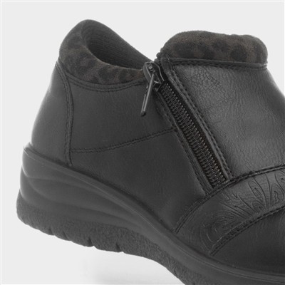 Windermere Womens Black Zip Up Shoe