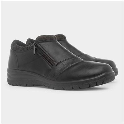 Windermere Womens Black Zip Up Shoe