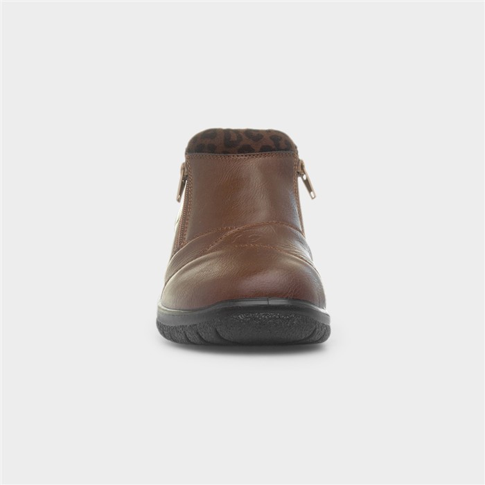 Windermere Womens Brown Zip Up Shoe