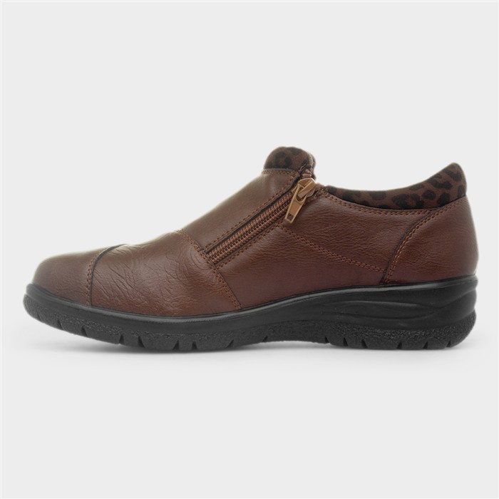 Windermere Womens Brown Zip Up Shoe