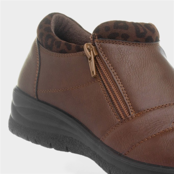 Windermere Womens Brown Zip Up Shoe