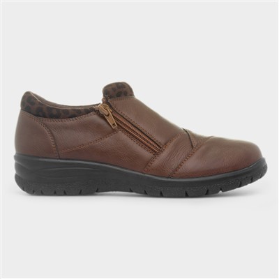 Windermere Womens Brown Zip Up Shoe