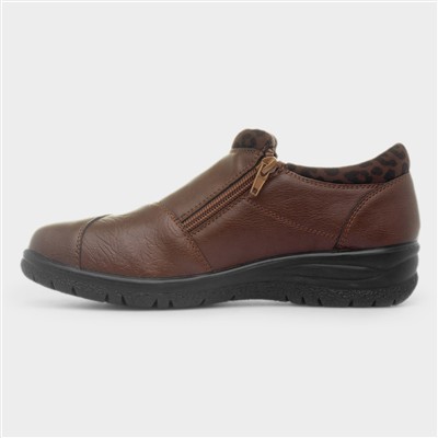Windermere Womens Brown Zip Up Shoe