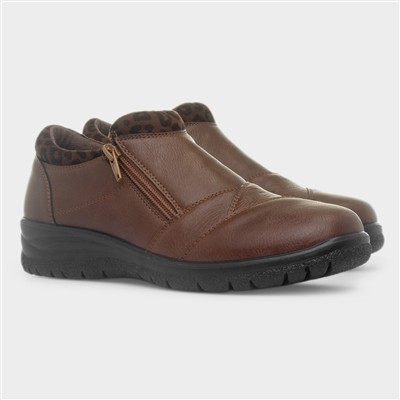 Windermere Womens Brown Zip Up Shoe
