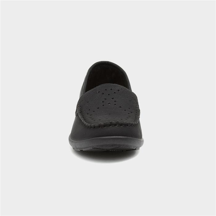 Womens Black Casual Slip On Loafer Shoe