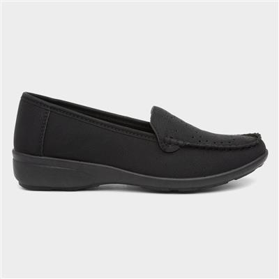 Dot Womens Black Slip On Casual Loafer