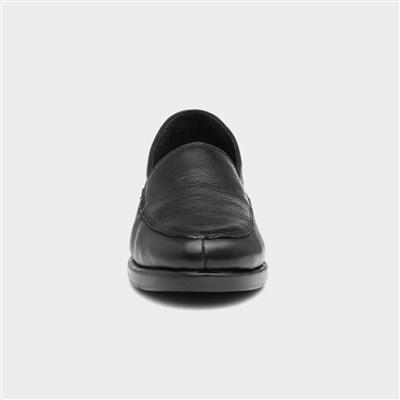 Womens Black Leather Slip On Loafer