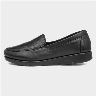 Womens Black Leather Slip On Loafer