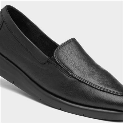 Womens Black Leather Slip On Loafer