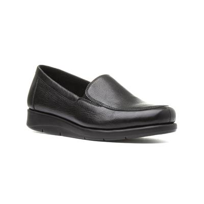 Womens Black Leather Slip On Loafer