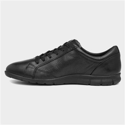 Comfy Steps Womens Black Leather Lace Up Shoe-12395 | Shoe Zone