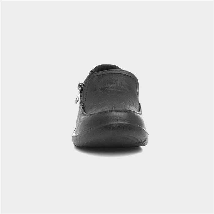 Jacky Womens Black Zip Slip On Shoe