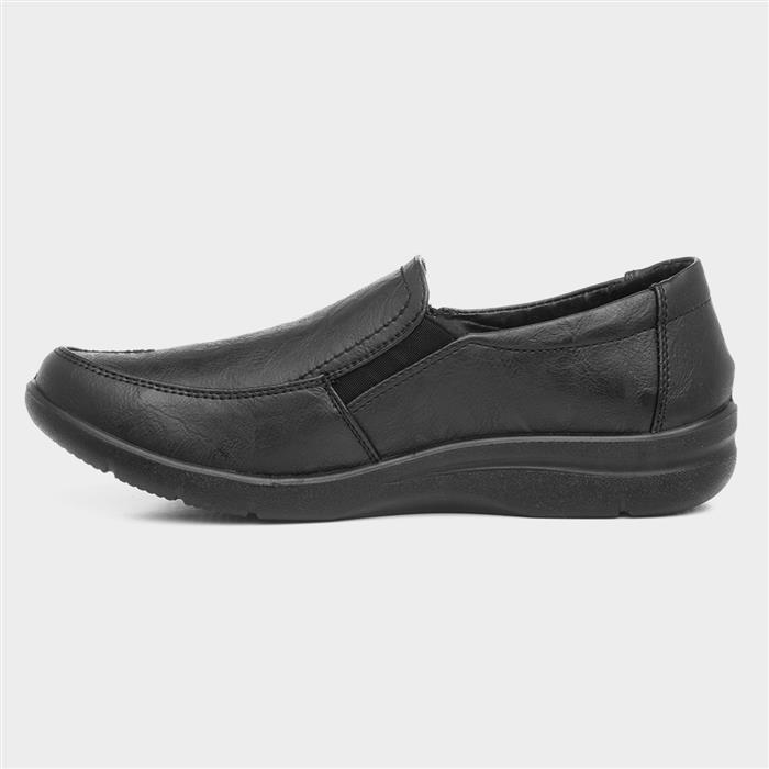 Jacky Womens Black Zip Slip On Shoe