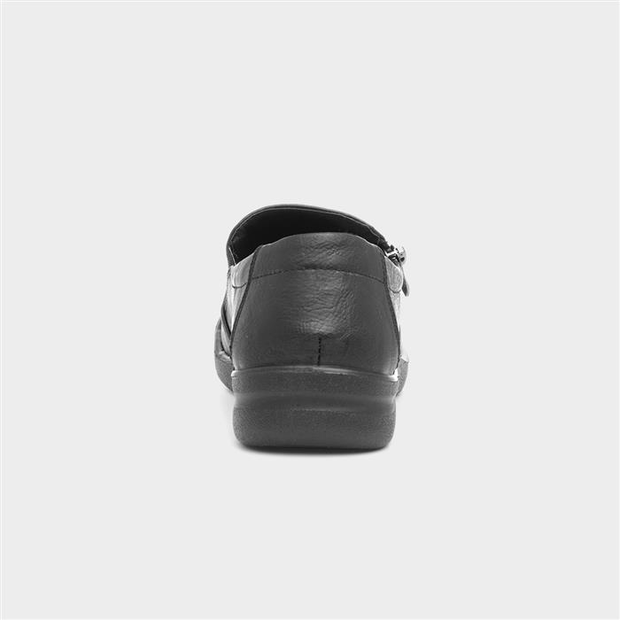 Jacky Womens Black Zip Slip On Shoe