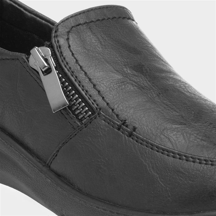 Jacky Womens Black Zip Slip On Shoe