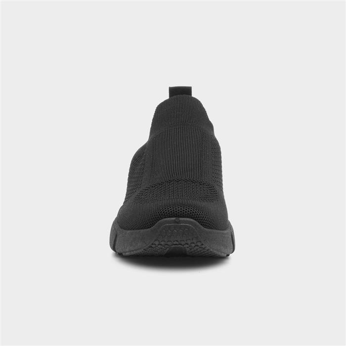 Womens Black Knitted Slip On Casual Shoe
