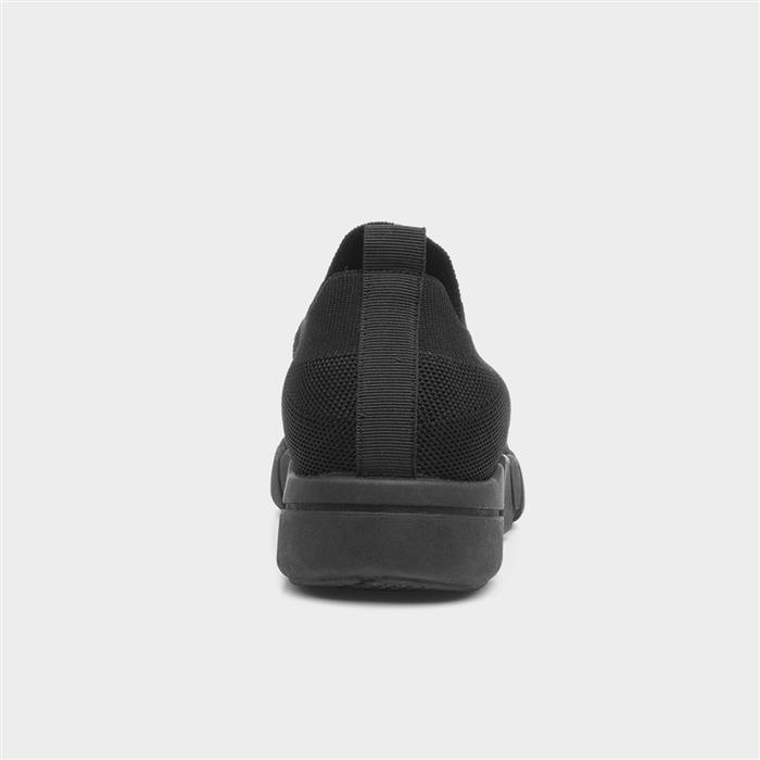 Womens Black Knitted Slip On Casual Shoe