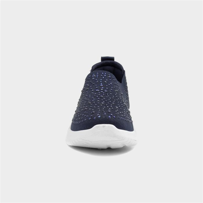 Womens Navy Diamante Slip On Shoe