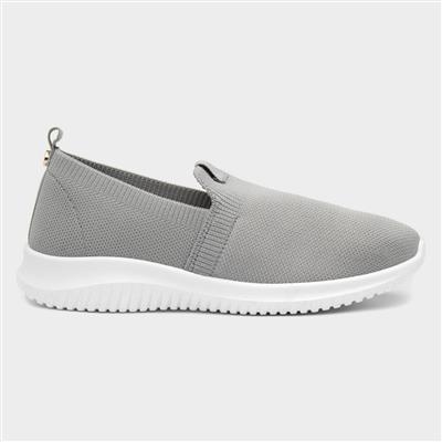Womens Grey Slip On Casual Shoe