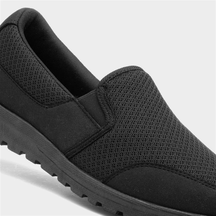 Womens Black Mesh Slip On Flat Casual Shoe