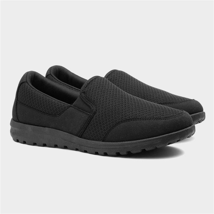 Womens Black Mesh Slip On Flat Casual Shoe