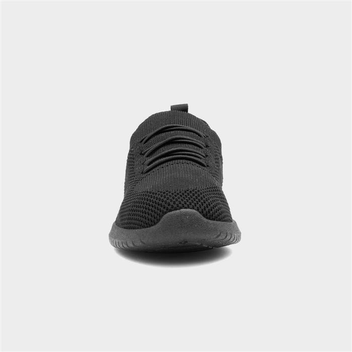 Womens Black Knitted Casual Slip On Shoes