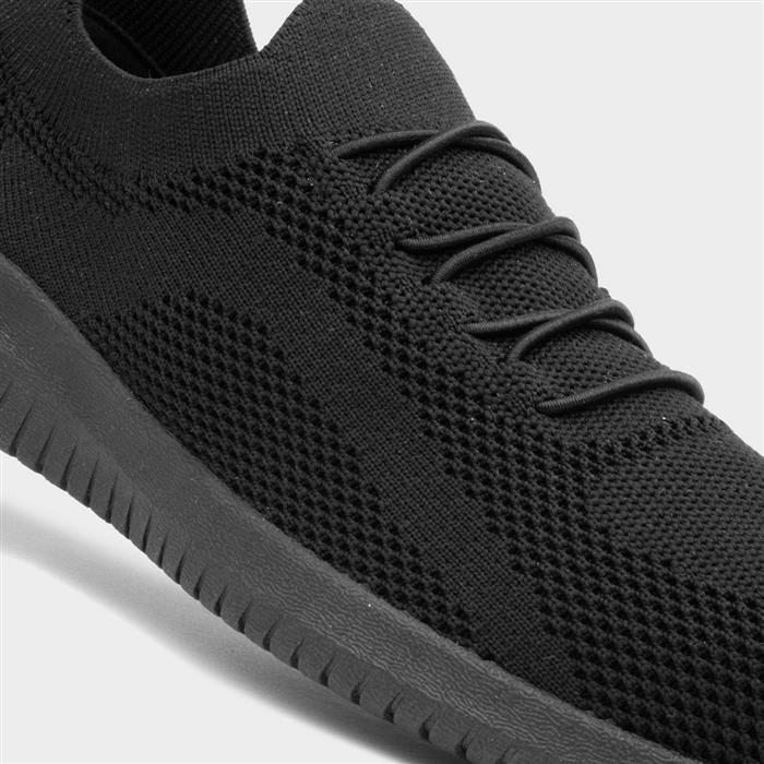 Womens Black Knitted Casual Slip On Shoes