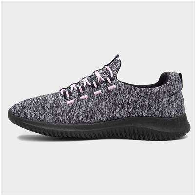 Womens Black & Grey Marl Casual Shoe