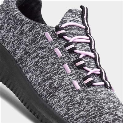 Womens Black & Grey Marl Casual Shoe