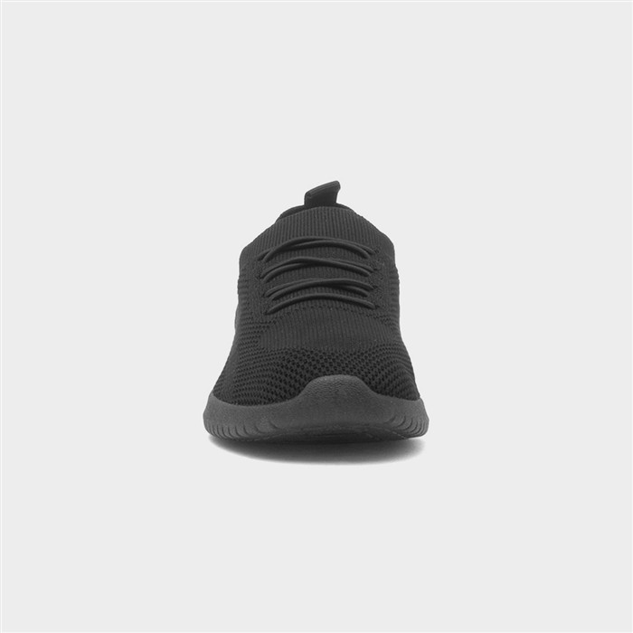 Women's Black Knitted Casual Slip On Shoe