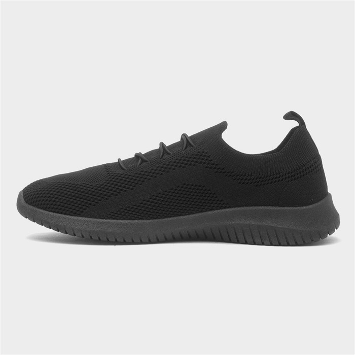 Women's Black Knitted Casual Slip On Shoe