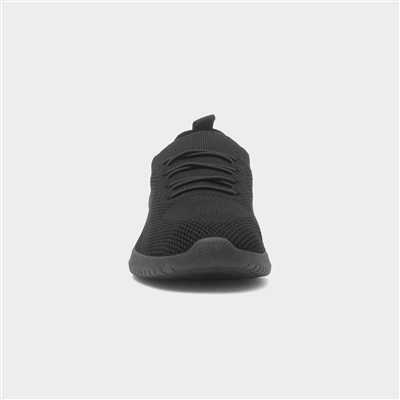 Women's Black Knitted Casual Shoe