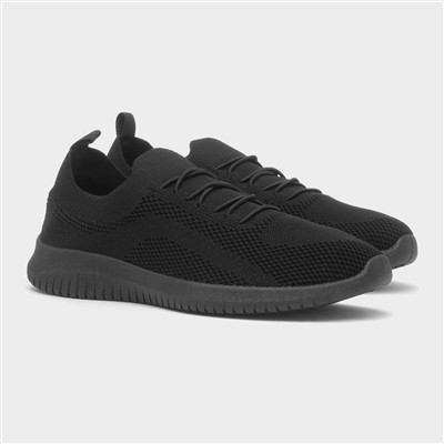 Women's Black Knitted Casual Shoe