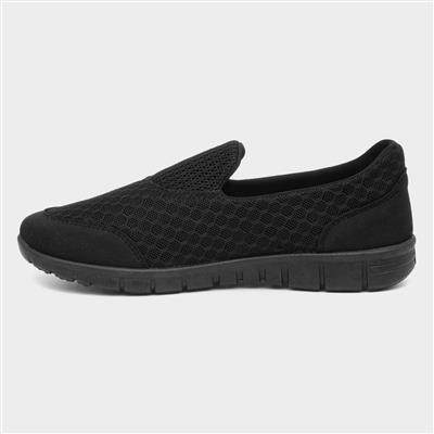 Womens Slip On Black Flat Shoe
